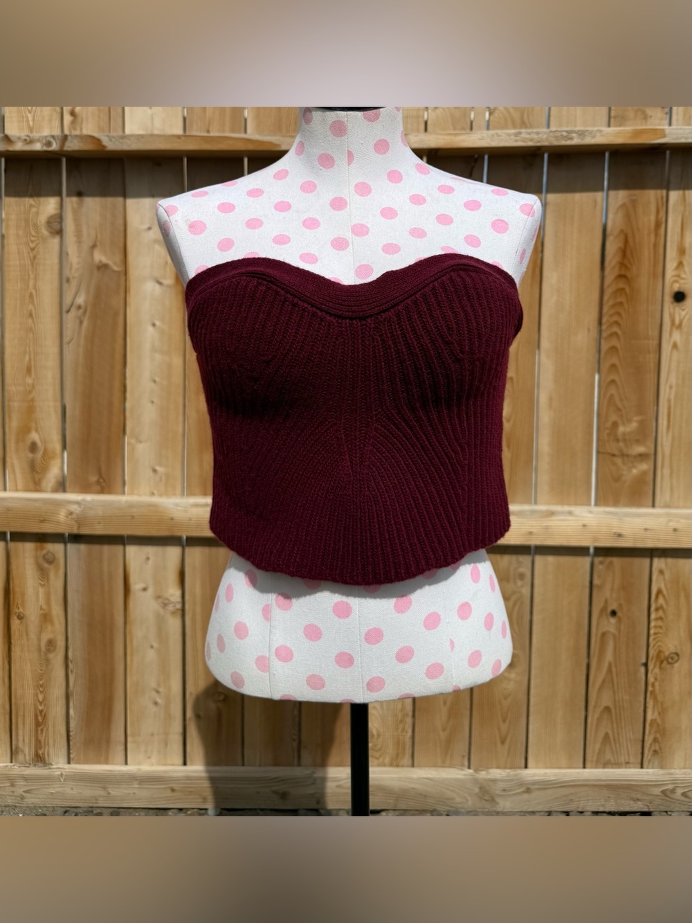 Free People Strapless Ribbed Bustier Top - Burgundy